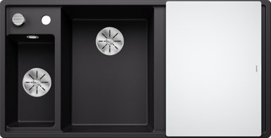 BLANCO Sudoper Axia III 6 S InFino, Silgranit, daska staklo, bazen lijevo, crna