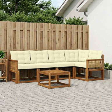 Set vanjskih sofa, 6-dijelni, s jastucima, prirodni i krem