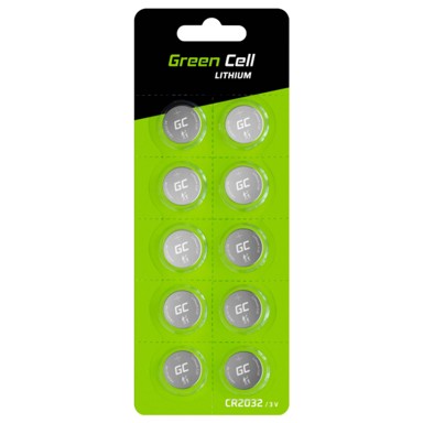 GREEN CELL Gumbasta baterija, litij, 3V, 220mAh, 10xCR2032
