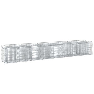 Gabionski uzdignuti krevet, 2 kom, 300 x 50 x 60 cm, srebrni