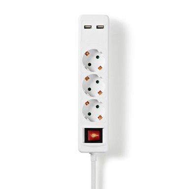 NEDIS Kontakt za odvojak uzemljeni utikač tip f CEE 7 7 3 kraki 1 50 m 3680 W 16 A vrsta uzemljenja bočni kontakt 230 V AC 50 60 Hz kut utičnice 45 H05VV f 3G1 5 mm² tipka za uključivanje isključ