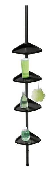 WENKO Kupaonska polica Compact, plastična, teleskopska/kutna, crna