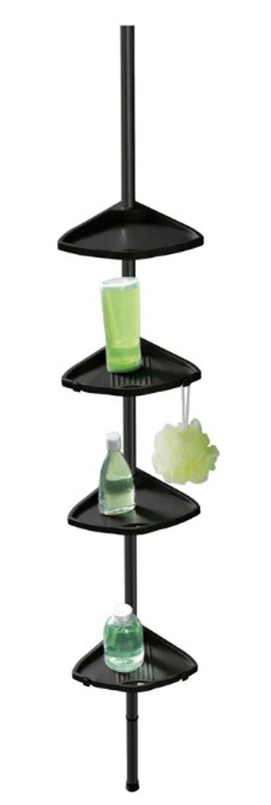 WENKO Kupaonska polica Compact, plastična, teleskopska/kutna, crna