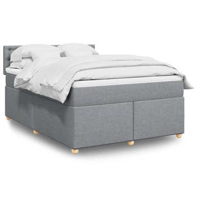 Krevet box spring s madracem svjetlosiva 160x200 cm tkanina