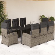9-dijelni vrtni blagovaonski set, od poliratana, sivi 