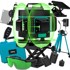HIKEY Akumulatorski 16-linijski 360° zeleni građevinski laserski nivelir + 2 baterije + ALU stativ 106 cm