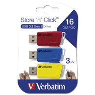 VERBATIM USB stick Store'n'Click 3 x 16 GB, USB 3.0, razne boje