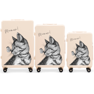 WINGS Set kofera MEOW, 3 kom, ABS+, prljavo bijela