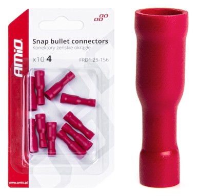 AMIO Izolirana ženska snap bullet stopica, 4mm, 0.5-1.5mm², 10A, 10 kom