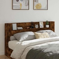 Uzglavlje s LED lampicama 200x16,5x103,5 cm, dimljeni hrast