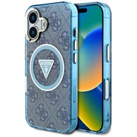 Guess IML Metal Glitter 4G Circle Triangle MagSafe maskica za iPhone 16, modra