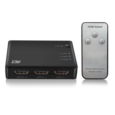 ACT HDMI preklopnik AC7845, 4K Ultra HD, 60 Hz, crni