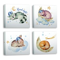 WALLITY Set slika Good Night, 4 kom, 30x30 cm