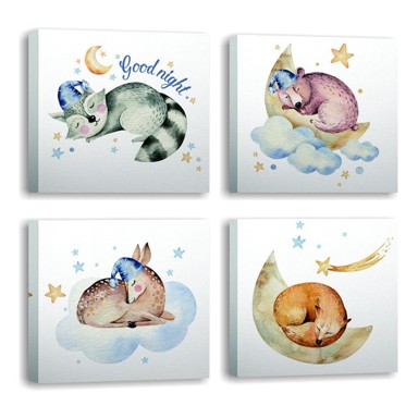 WALLITY Set slika Good Night, 4 kom, 30x30 cm