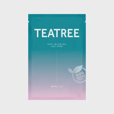 BARULAB Tkaninska maska za lice The Clean Vegan Teatree Mask za kontrolu sebuma 23 g