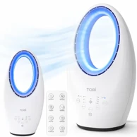 TOBI Tihi ventilator s LED osvjetljenjem i daljinskim upravljačem, bijela