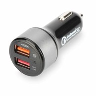 EDNET Auto punjač 84103 USB 2xTipA QC, crni