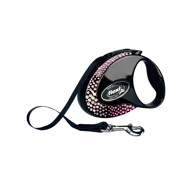 FLEXI Vodilica za psa Glam Petite Composition S, traka 3 m, crna