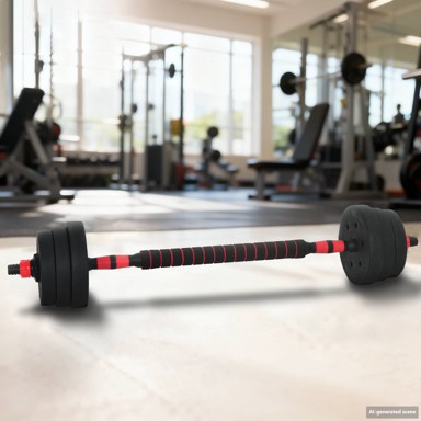 Set bučica i olimpijske šipke 2-u-1, 30 kg, crna i crvena