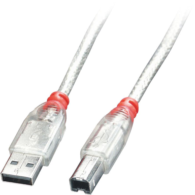 LINDY USB-A na USB-B kabel 41754, USB 2.0, 3 m, prozirni