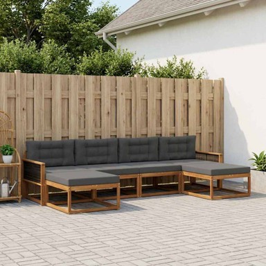 Set vanjskih sofa, 6-dijelni, s jastucima, prirodni i antracit