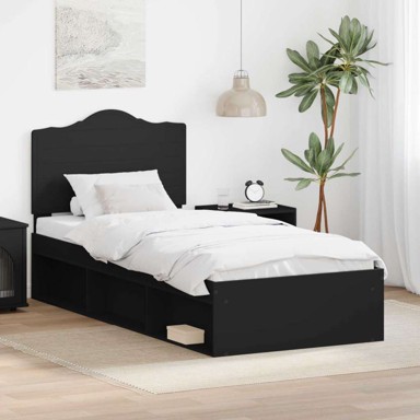 Okvir za krevet 90 x 190 cm čvrsto borovo drvo, crni