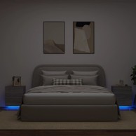 Noćni ormarići s LED svjetlima 2 kom boja sivog hrasta sonome