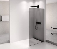 POLYSAN Tuš pregrada ARCHITEX, 1062 mm, dimno staklo, crna mat