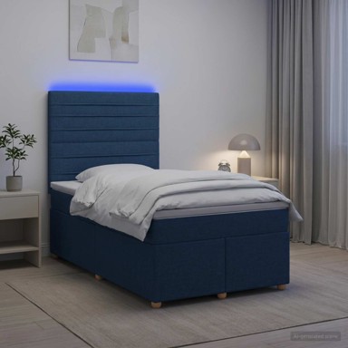 Boxspring krevet s madracem 120 x 190 cm, tkanina, plavi