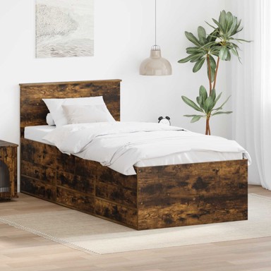 Krevet na dan s ladicama 90x190 cm, dimljeni hrast i crna