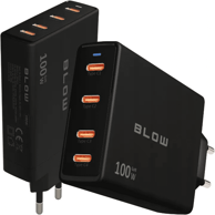 BLOW USB punjač, USB-C x4, PD, 100W, GaN, crni