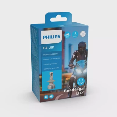PHILIPS Žarulja Ultinon Pro6000 HL LED H4 Moto, 100% legalno, do 230% više svjetla, 5800K