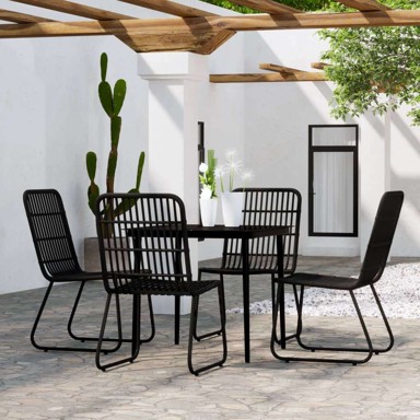 Vrtna garnitura, 5-dijelni set crni, dužina stola 80 cm, crna