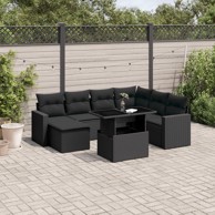 8-dijelni set vrtnih sofa od poliratana s jastucima crni