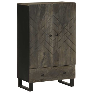 Visoka komoda crna 60 x 33 x 100 cm od masivnog drva manga