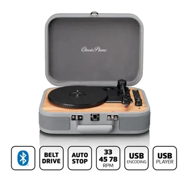 LENCO Gramofon TT-116GY, sa zvučnicima, Bluetooth 5, RCA izlaz, AUX ulaz, USB-B PC kodiranje, 33,45 i 75 RPM