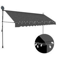 Tenda na ručno uvlačenje s LED svjetlima, 400 cm, antracitna