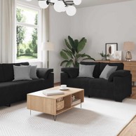Set sofa s jastucima, 3-dijelni, baršun, crni