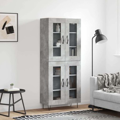 Visoka komoda 69,5x34x180 cm od konstruiranog drva, siva
