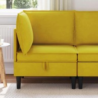 Sofa s pohranom, kutna, baršun, žuta