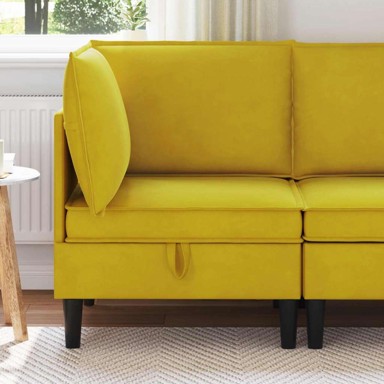 Sofa s pohranom, kutna, baršun, žuta