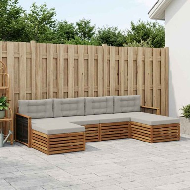 Set sofa, 6-dijelni, s jastucima, od masivnog bagremovog drva
