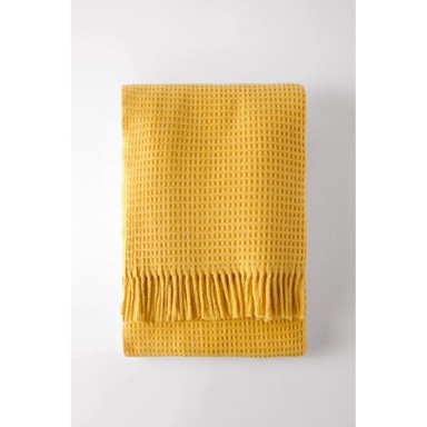 EUROMANT Žuti pokrivač s uzorkom vafela Waffel, 140x160 cm