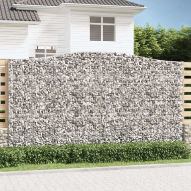 Gabionska košara s lukom za ogradu, 400 x 30 x 220/240 cm, pocinčano željezo