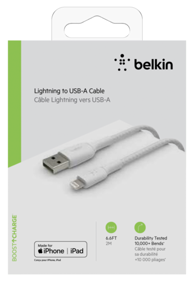 BELKIN Kabel Lightning na USB-A, 2 m, pleteni, MFi certifikat, bijeli
