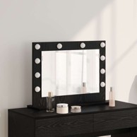 Ogledalo s LED svjetlima 60x45x18 cm, crni hrast