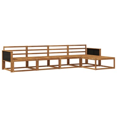 Set vanjskih sofa 5 kom, čvrsto drvo akacije, prirodna