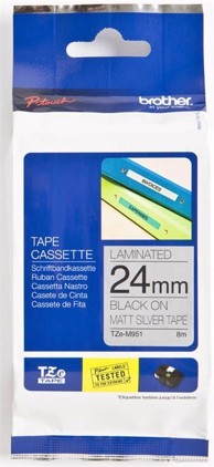 Metalna laminirana traka 24 mm, crna na sivoj podlozi