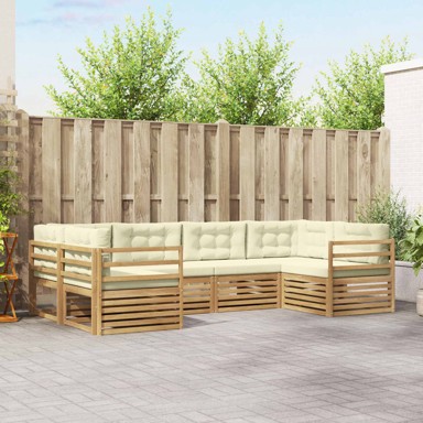 Set vanjskih sofa s jastukom 6 kom, bijela i krem, poliester