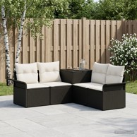 Set sofa 5 kom od poliratana i čelika, crno-krem bijeli
